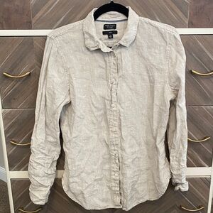 J. Crew Light Beige Button-Down Linen Shirt
